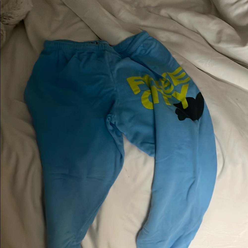 Freecity Blue Sweatpants Vibrant Graphic Design